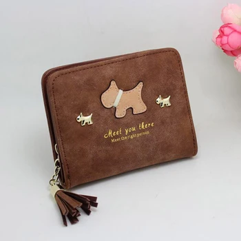 

New brand Women Short Purse Bags Grind Arenaceous Leather Dog printed Wallet Card Holder Handbag portefeuille femme Dropshipping