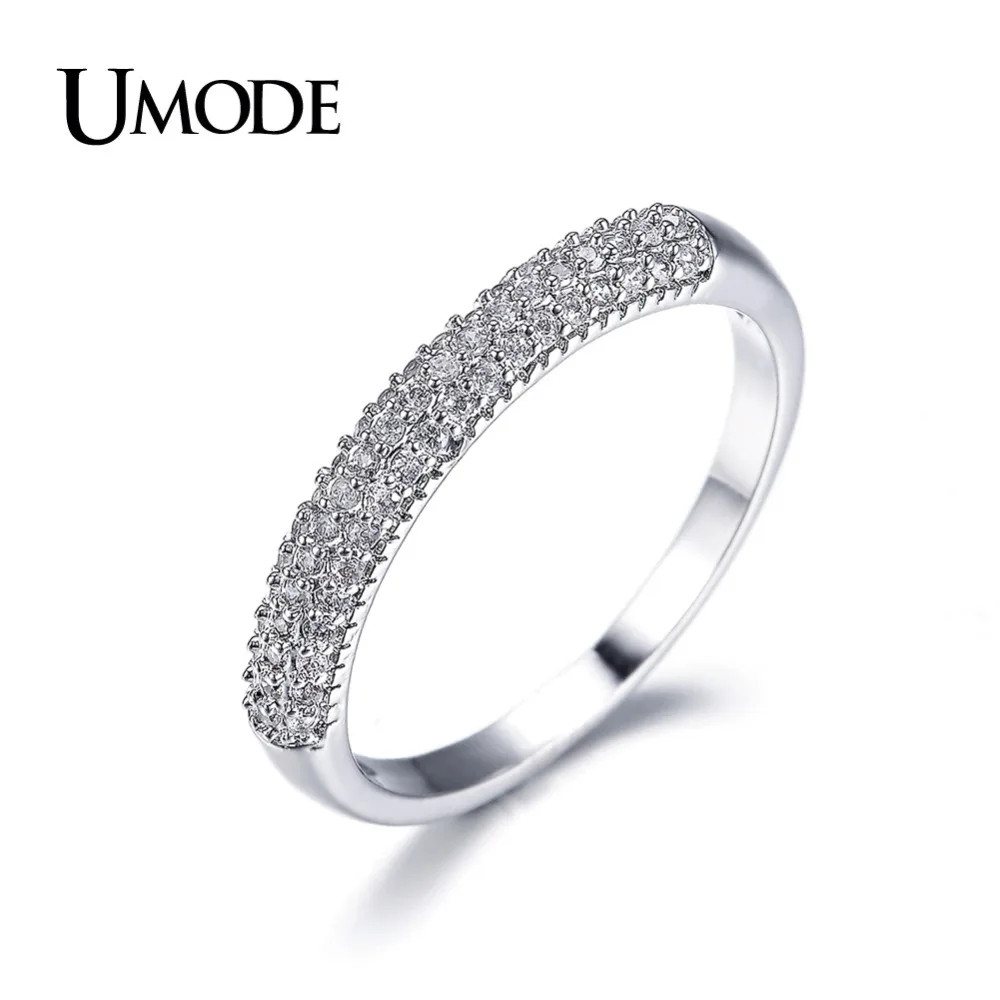UMODE обручальные кольца белого золота для женщин, модные кольца на палец с камнями CZ, Bijoux Femme Anillos Mujer AUR0022