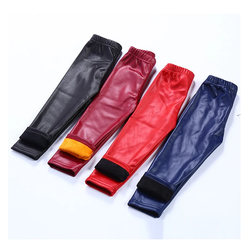 

winter thick warm pants children clothes artificial leather pants age for 9 month-14 yrs toddler girls candy color leggings pant