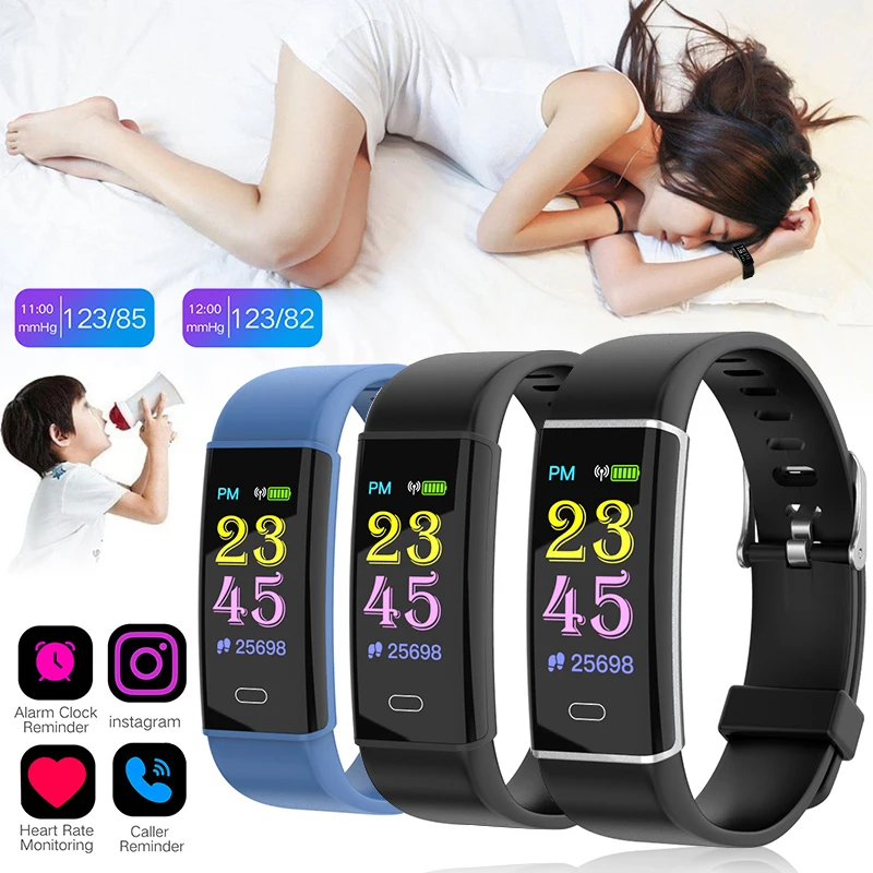 

Bluetooth Smart Bracelet Wristband Color Screen Heart Rate Blood Pressure Monitoring smartband Message Reminder Multi-Sport Mode