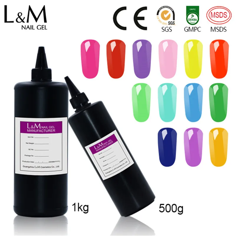 Bulk package Nail Gel colorful gel polish soak off uv gel lacquer Bright color bling gelpolish L&M in kg wholesale gel lak