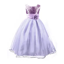 Flower Girls Formal Dress Princess Wedding Party Kids Costume Children Clothing Ball Gown Bridesmaid Tull Sequined Sleeveless