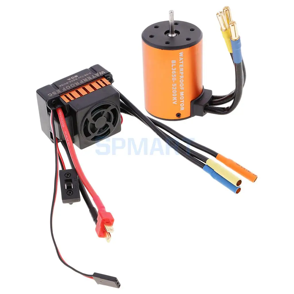 

Waterproof 3650 5200KV Brushless Motor with 60A ESC for 1/10 RC Car Truck Boat