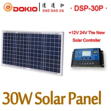 DOKIO Brand 30W Solar Panel China 30 Watt 18V Blue Solar Panels + 10A 12V/24V Solar Controller Solar Cell/Module/System Charger dokio brand 20w solar panel china 480x350x17mm size 18v solar battery china polycrystalline silicon paneles solares