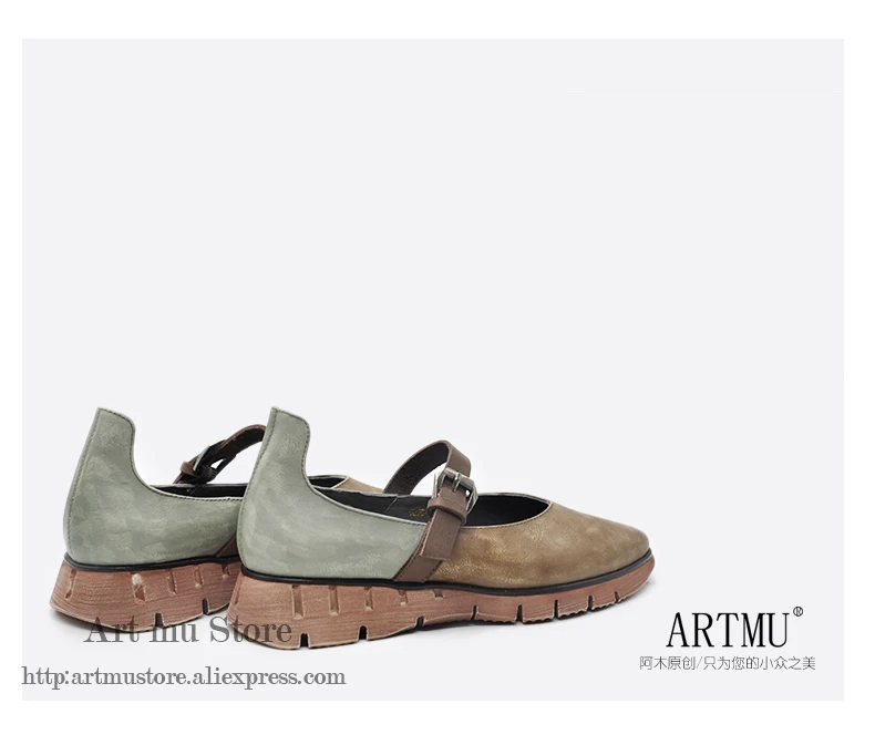 Artmu/Новинка года; сезон весна; женская обувь для отдыха; обувь ручной работы из натуральной кожи с острым носком на плоской подошве с пряжкой в стиле ретро; 6808-3