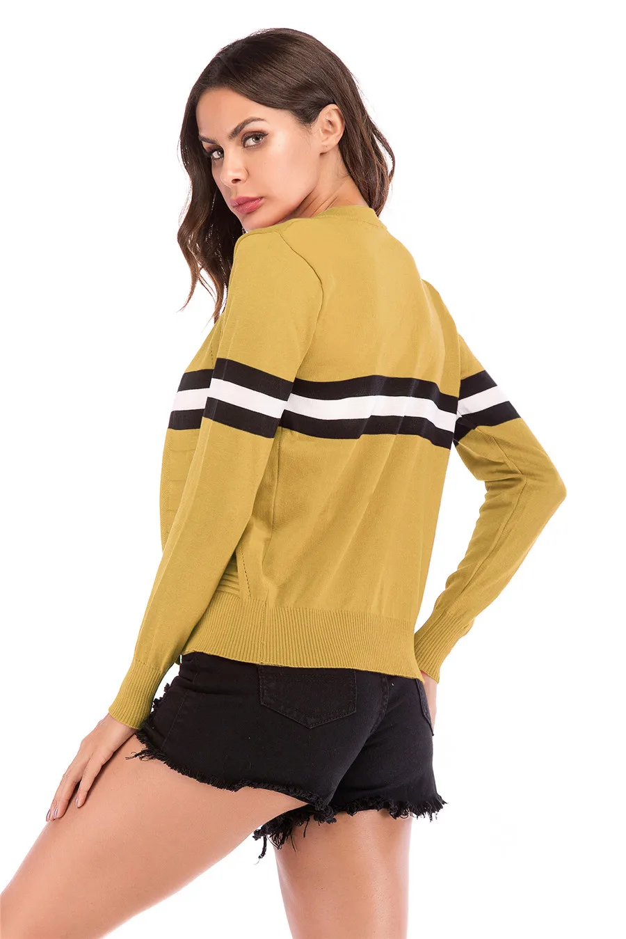 Gladiolus Striped Autumn Sweater Women 2018 Long Sleeve Beading Button Slim Knitted Cardigan Sweater Women Jumpers Ladies Coats (23)