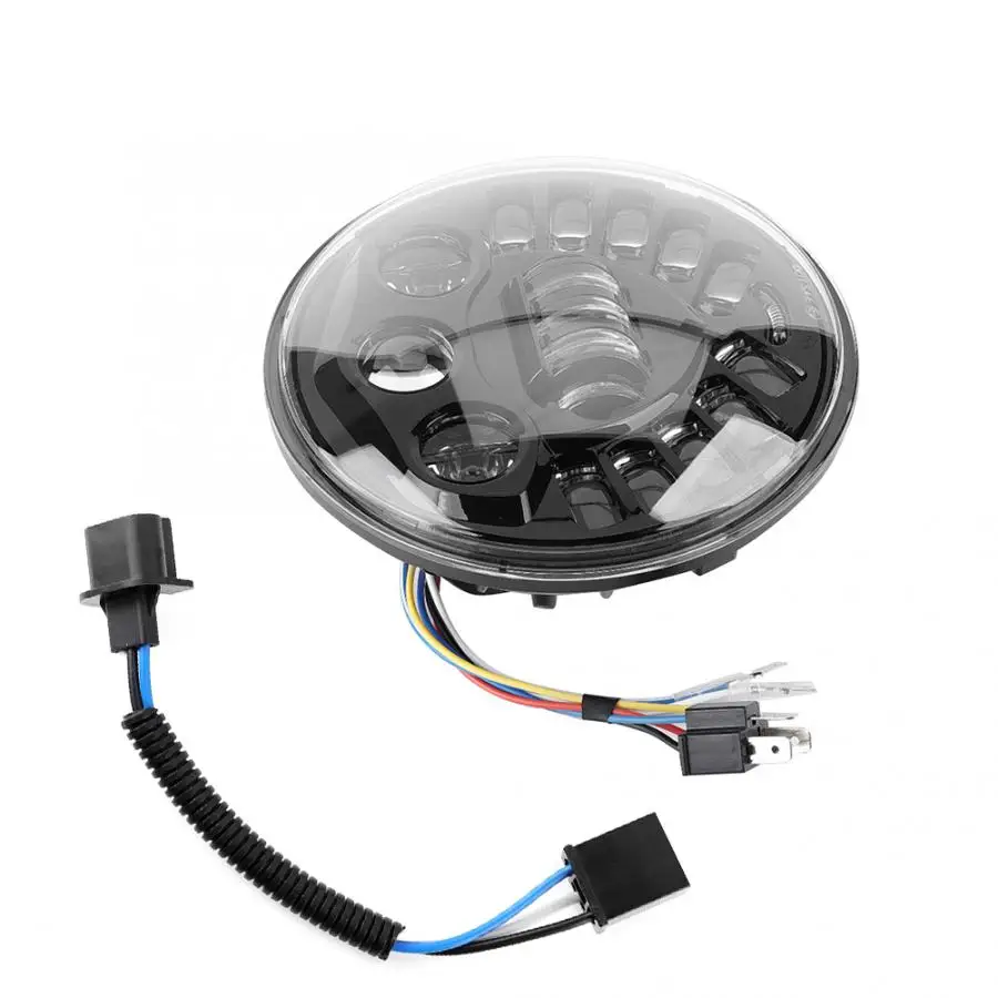 

7inch Motorcycle Headlight LED Black Rounded Light High/Low Beam Headlamp Motorcycle Parts DC10-30 V