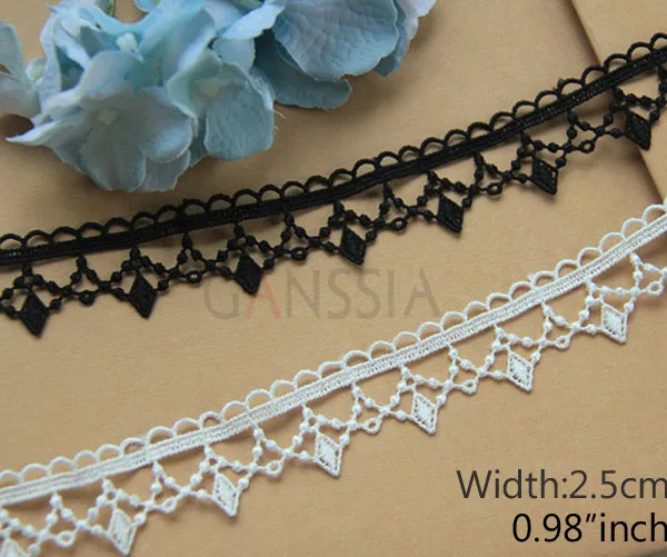 

1yard Width: 2.5cm Vintage Black and white cotton lace trim for scrapbooking Garment accessories(ss-303)