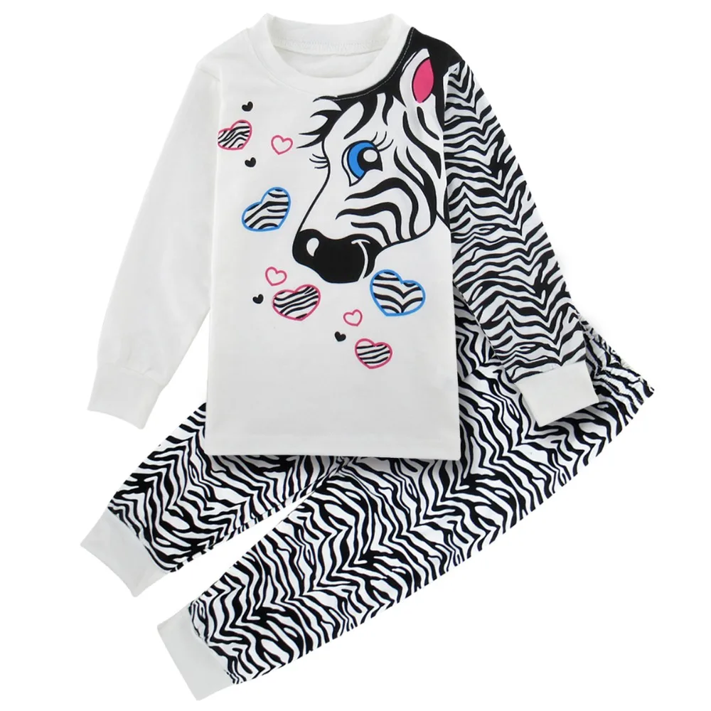 Girls Winter Pajamas Kids Zebra Pyjamas Child Long Sleeve Animal