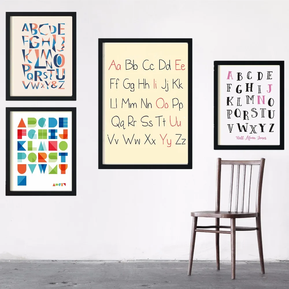 Nordic Design Simple Alphabet Canvas Art Print Painting Poster