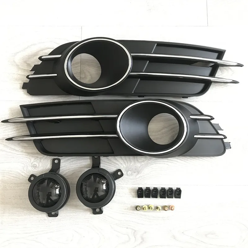 

2PCS Car Auto Lower Bumper Grille Cover with Fog Light Decoration Car-styling Fog Light Grill Vent for Audi A6 C7 2012 2013 2014