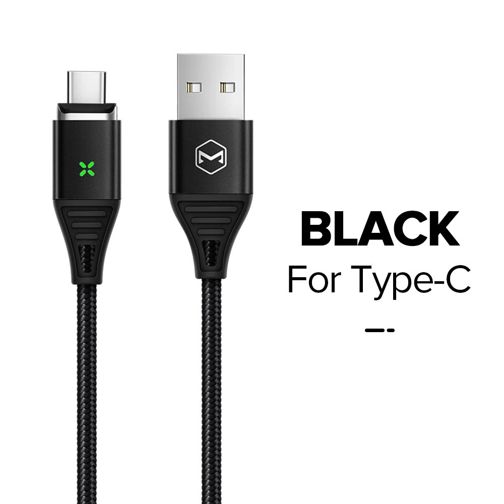 MCDODO Магнитный кабель 3A для быстрой зарядки iPhone XS X samsung зарядное устройство Quick Charge 3,0 Micro usb type C Магнитный шнур для передачи данных - Цвет: For Type C Black