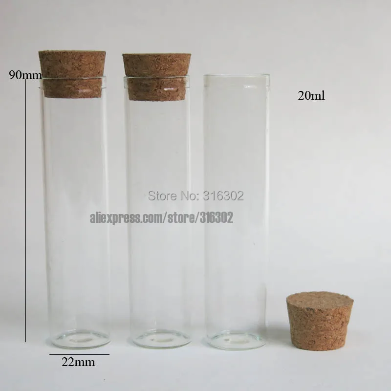 500/lot 20ml Cork Stoppered Tube, Glass Tube with Cork, Empty Glass