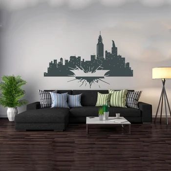 

Wall Decal Vinyl Sicker Batman Dark Knight Vinyl Gotham Skyline City Kids Room Gift Home House Decoration Wallpaper Mural WW-239