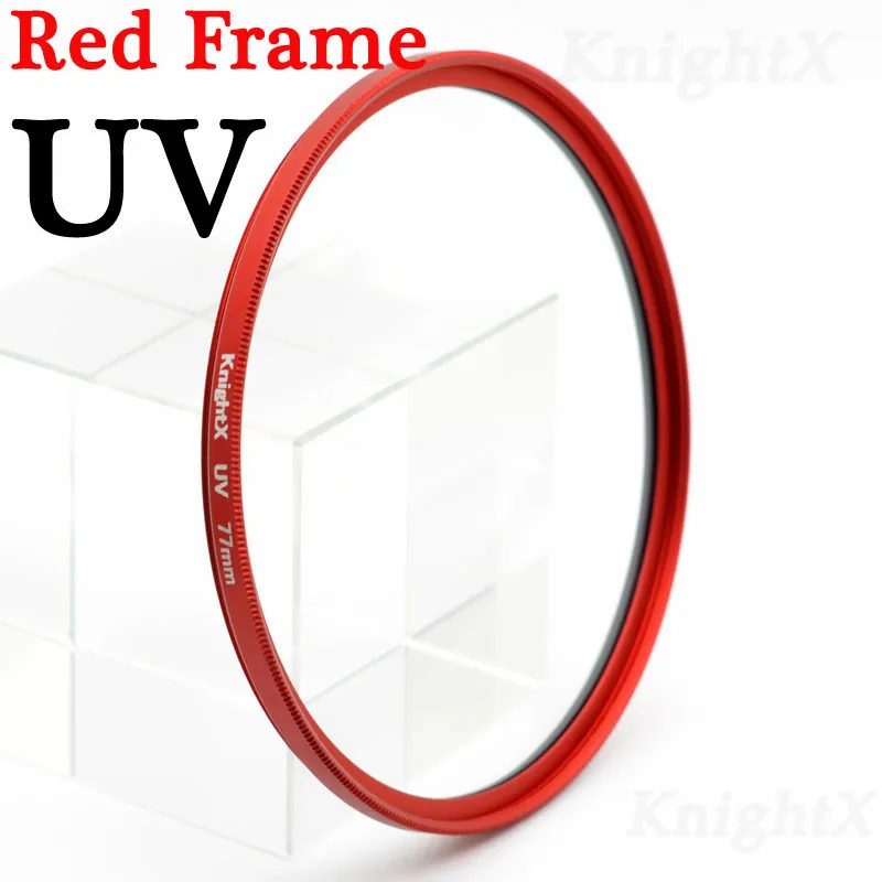 KnightX 52 мм 58 мм 67 мм 77 мм MC УФ-фильтр для объектива цифровой зеркальной камеры Canon Nikon 1200D 750D D7000 D5100 D5300 D3200 D3300 d5 d6 t5i 600d 70d 90d - Цвет: Red Frame UV