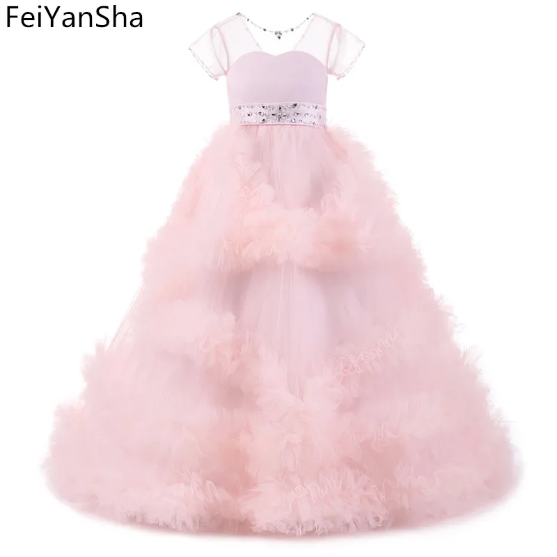 

FeiYanSha New Flower Girl Dress Long Sleeves O Neck Girls Pageant Gowns Holy Lace Communion Dresses For Girls Birthday Party Dre