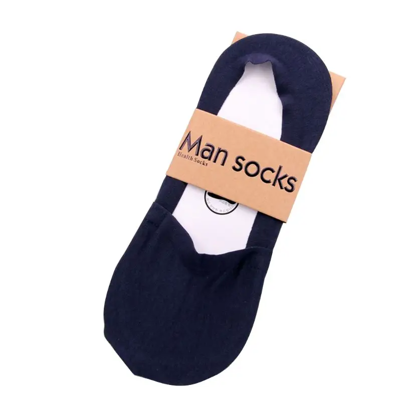 Мужские летние бесшовные носки-башмачки с низким вырезом, нескользящие носки с силиконовой подошвой в горошек и невидимой подкладкой, чёсаные хлопковые чулки - Цвет: DB