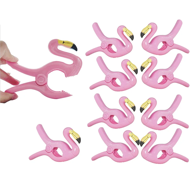 

10/5Pcs Plastic Beach Towel Clips Hanger Large Pink Flamingo Shaped Clothes Quilt Towel Hanging Pegs Drying Racks Retaining Clip