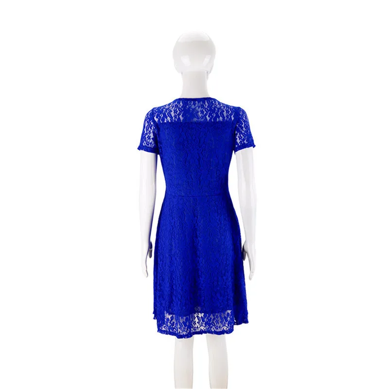 rouge Partie Dentelle 50 Casual Plus Femmes Pcs Robes Courtes Élégantes Floral blanc Manches Robe bleu La 5xl Slim Mini Taille lot Noir À k8wOPNnX0