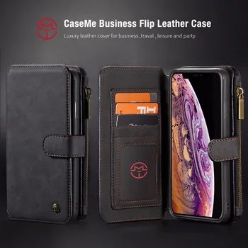 

13 Card Holder Leather Case For iPhone X Xr Xs Max Zipper Magnetic Wallet Cover For iPhone 8 7 6 6S Plus 5 5S SE Flip Phone Case