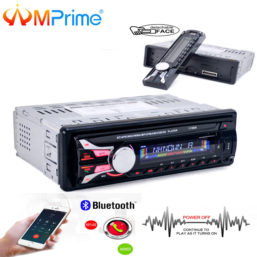 Goede AMPrime Autoradio Bluetooth Afneembare Voorpaneel Auto Audio Stereo Auto MP3 Speler AUX USB Handsfree Radio Tuner Afstandsbediening
