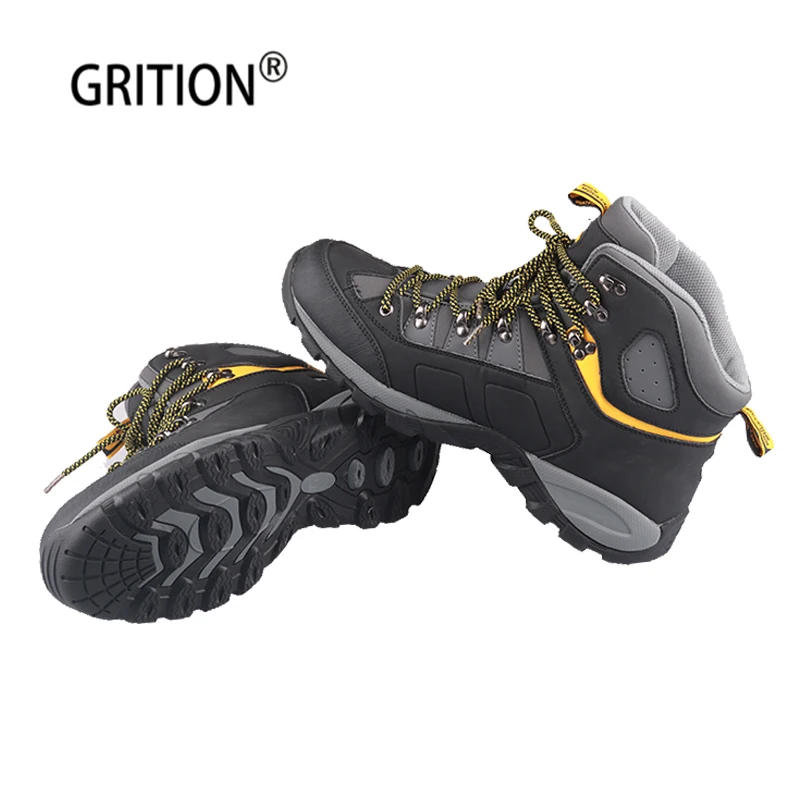 GRITION/мужские ботинки; Безопасная рабочая Уличная обувь; кожаная зимняя теплая удобная обувь для пеших прогулок; дышащая защитная обувь; большие размеры