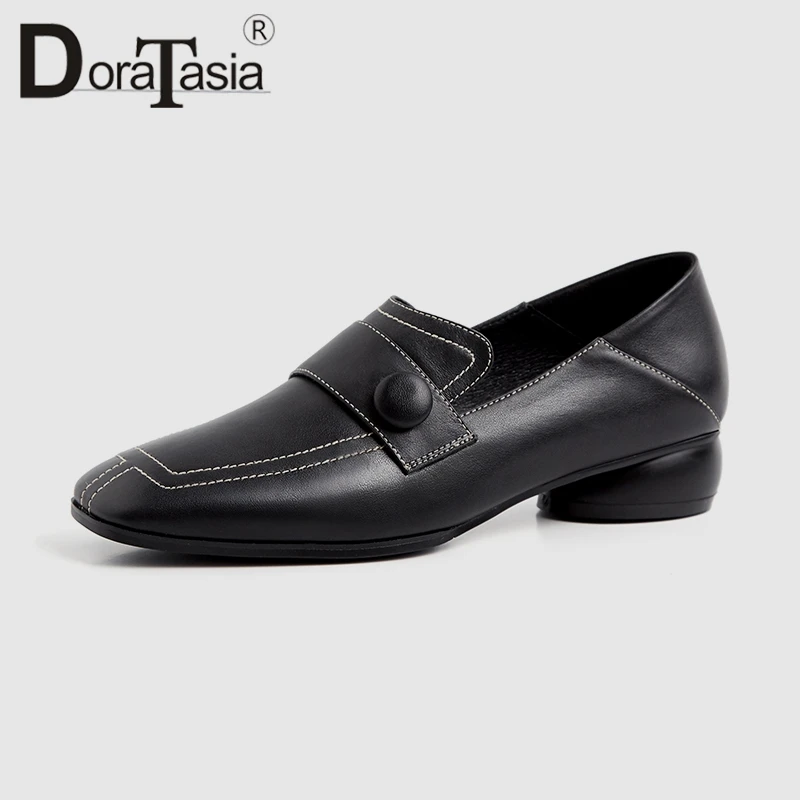 

DoraTasia Big Size 33-40 2019 Spring New Arrival Women Pumps Genuine Cow Leather Mules Ladies Sewing Low Heels Shoes Woman