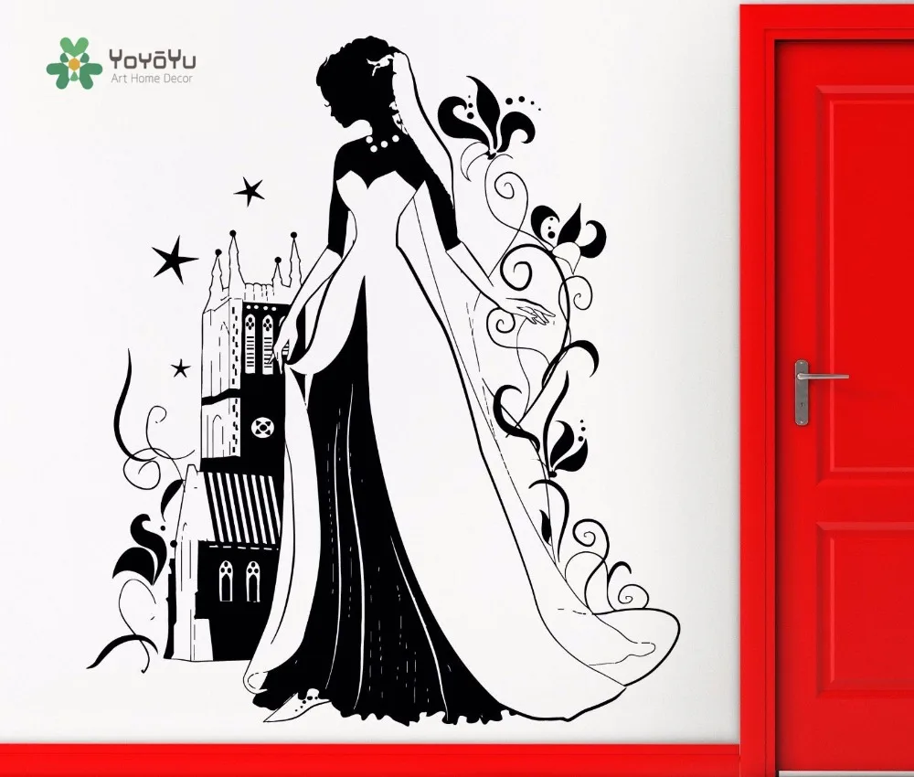 

YOYOYU Vinyl Wall Decal Fairy Tale Castle Beautiful Princess DIY Gril Room Home Romantic Fantasy Stickers Muraux FD084