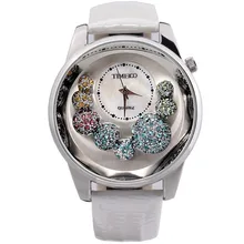 TIME100 Unique Dames Montres À Quartz Analogique Big Face Cystal Shell Cadran Plus Blanches Bracelet En Cuir Femmes Montre mujer orologio da polso