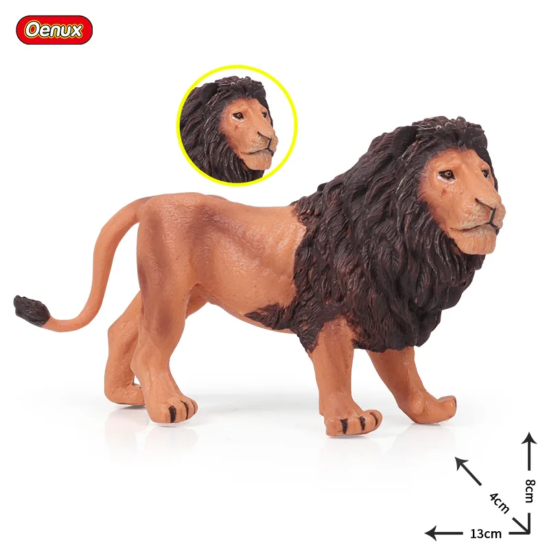 Oenux оригинальные Африканские Дикие животные моделирование дикарь Тигр Лев Гепард волк фигурка Фигурки ПВХ Модель развивающие игрушки - Цвет: Small Lion