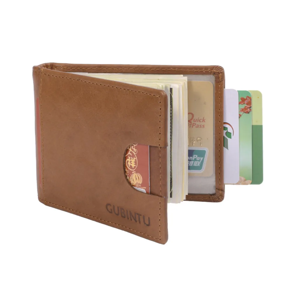 

THINKTHENDO Genuine Leather RFID Wallet Blocking Men ID Credit Card Holder Slim Coin Pocket