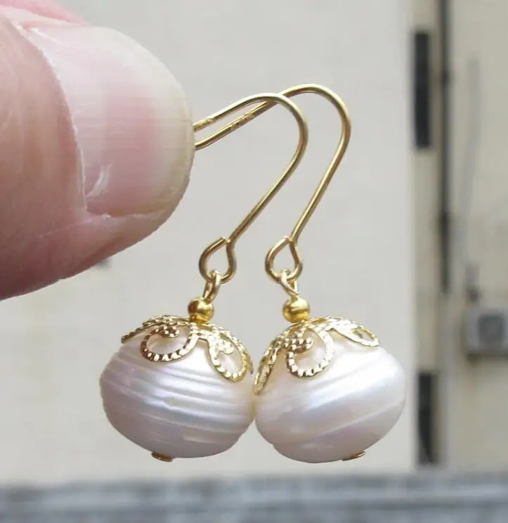 Серьги с белым жемчугом 14 k/20 золото ОГРОМНЫЙ AAA + 12-11 мм | Украшения и аксессуары