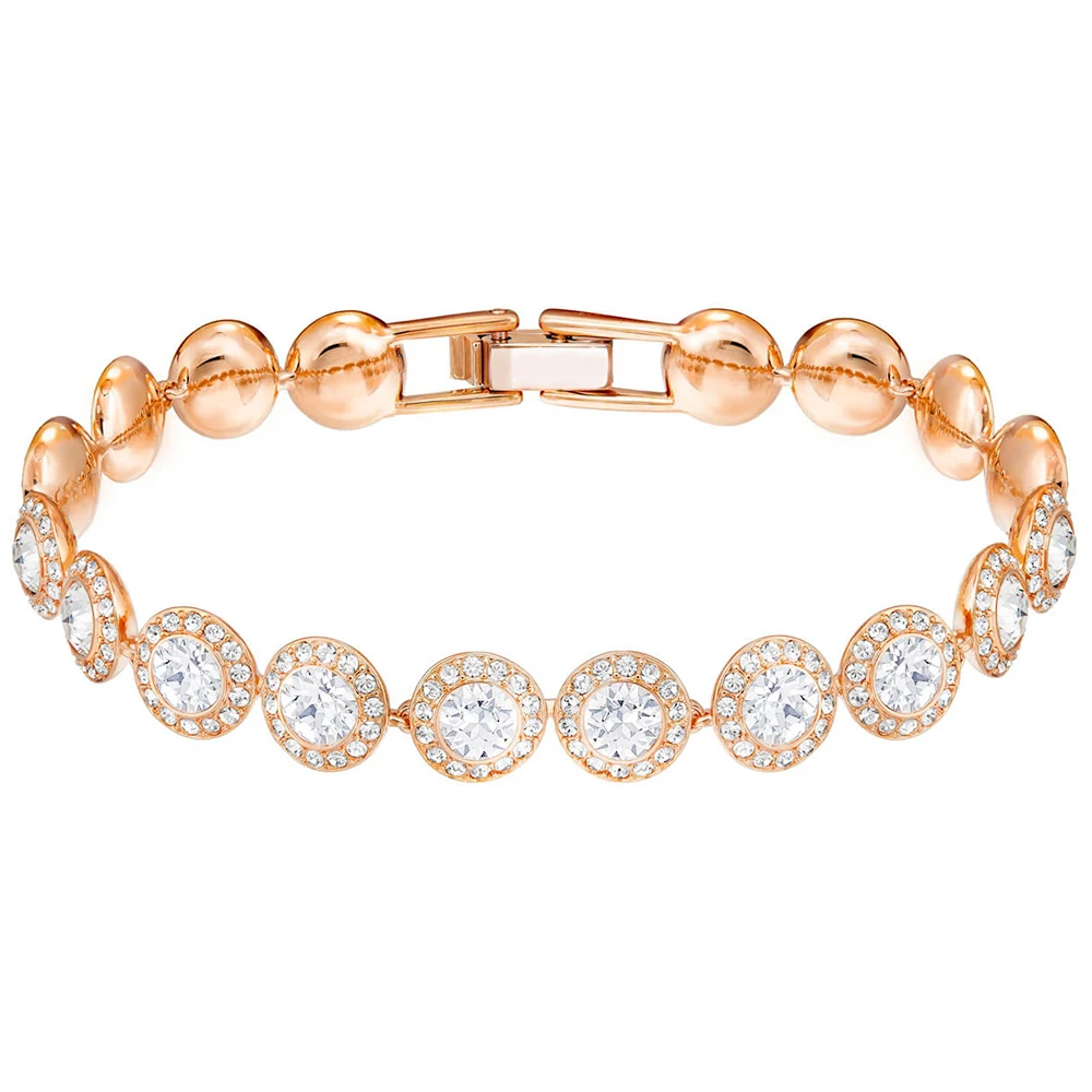 

SWA RO 2019 New ANGELIC Bracelet Female Shiny Rose Gold Transparent Crystal Original 1:1 To Mom Girlfriend Choose Birthday Gifts