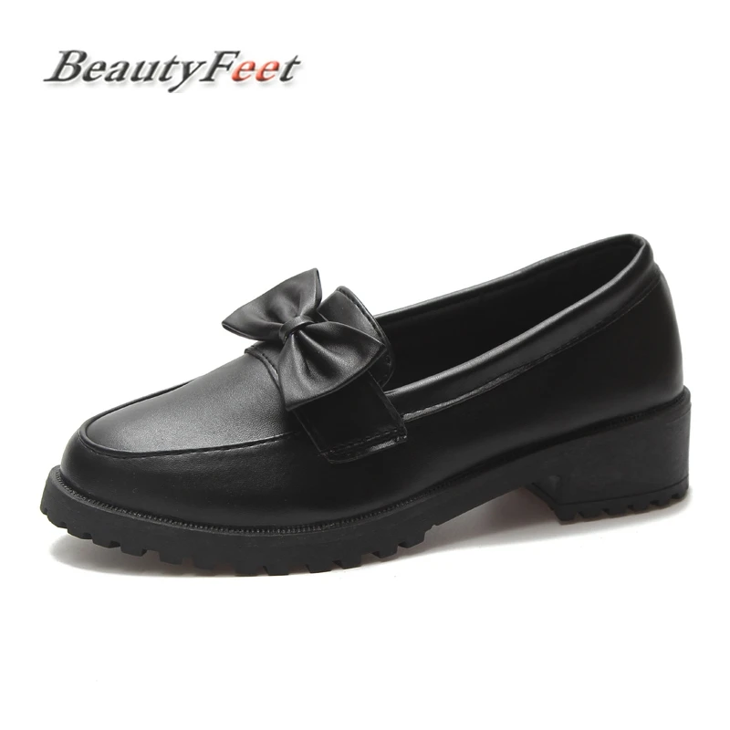 

Women Platform Oxfords Brogue Flats Shoes Leather Slip on Round Toe Brand Female Footwear Shoes for Women Creepers BeautyFeet