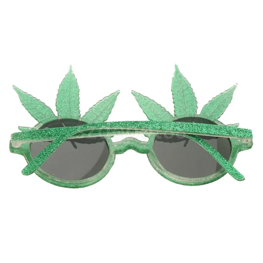 Новинка блеск зеленый кленовый лист солнцезащитные очки смешные очки вечерние одеваются