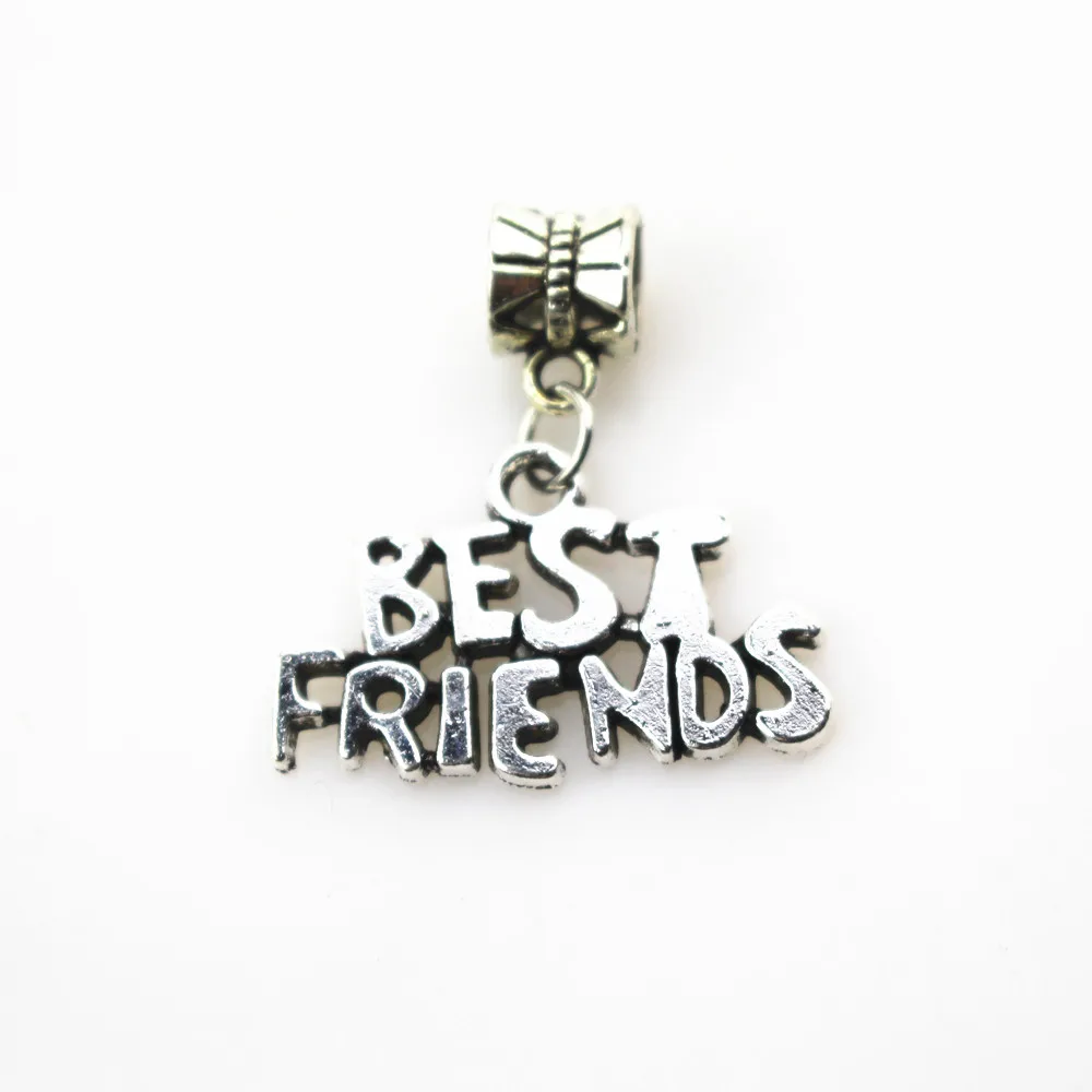 Free shipping 20pcs/lot best friends charms big hole pendant beads fit women bracelet & bangle diy jewelry dangle charms