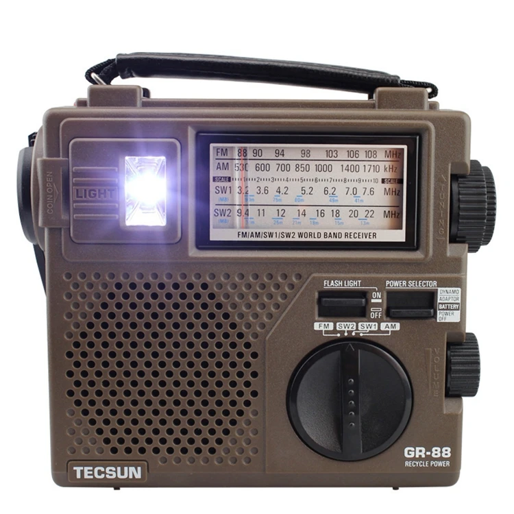 

F-16 TECSUN GR-88 Digital Radio Receiver Emergency Light Radio Dynamo Radio With Built-In Speaker Manual Hand Power