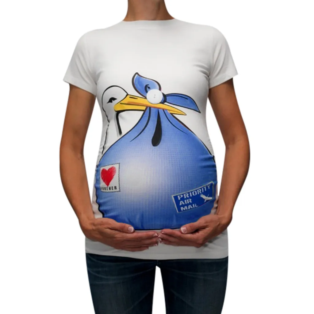 MUQGEW Одежда для беременных Милая Повседневная футболка с забавным принтом и короткими рукавами для беременных Топы ropa embarazada verano# y3