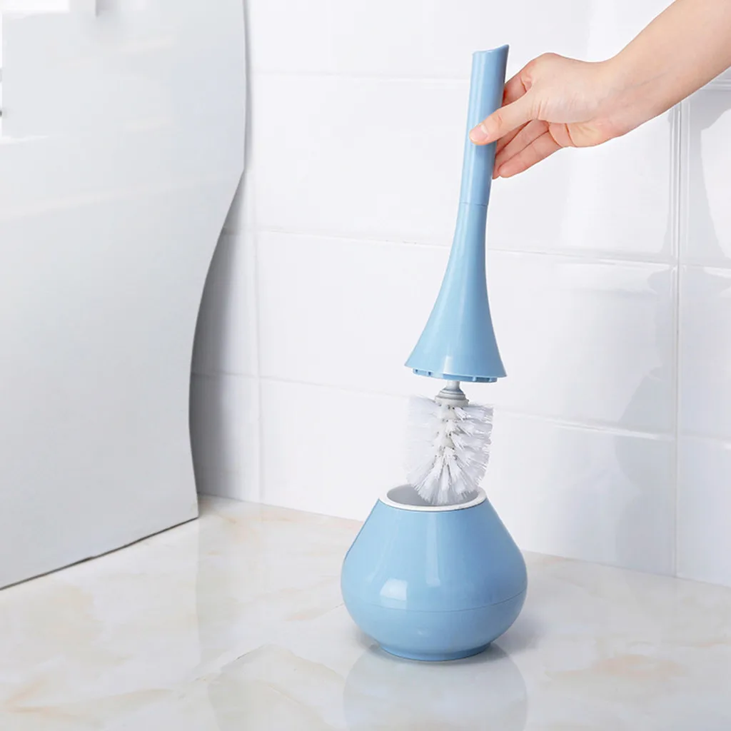 Bathroom Toilet Brush 360 degrees Cleaning Long Handle Replaceable Base