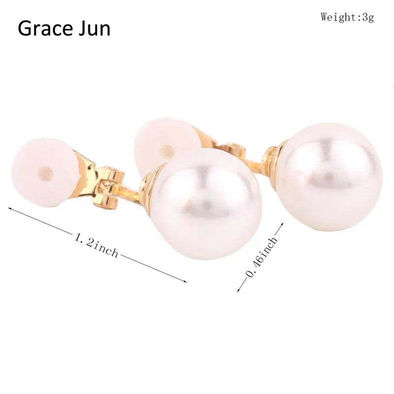 Grace Jun 4 colors New simulated pearl clip on earring no pierced for women wedding luxury bridal earring bijouterie 8mm&12mm Ear Clip Earrings Clip Earrings Ear Clip Ear Accessories