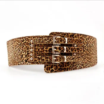 

Retro fashion leopard waistband belts women dresses 2018 wide brown elastic female belt ceinture femme de marque cummerbunds