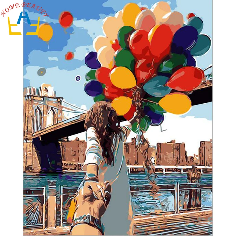 

Digital Diy oil painting by numbers landscape wall decor picture on canvas oil paint coloring by number drawing balloon 6446
