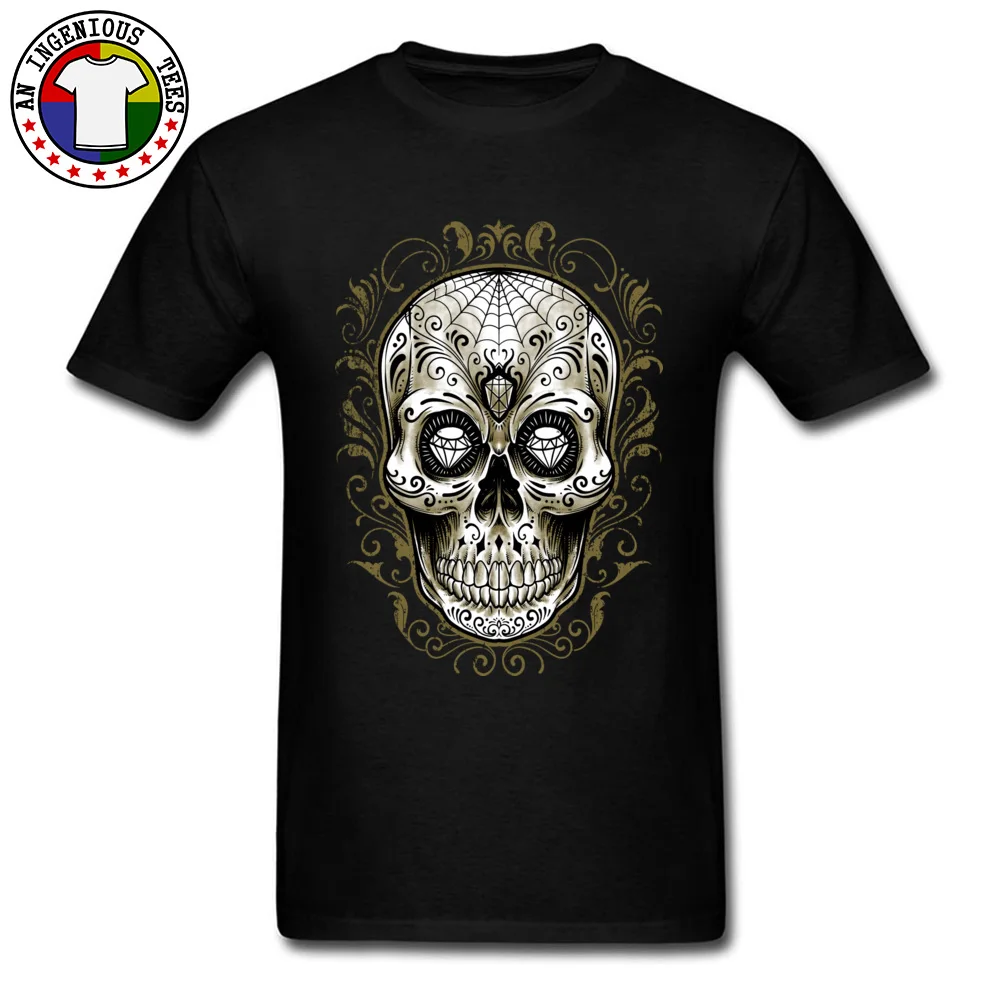 Sugar Skull Hot Sale Short Sleeve Summer T-Shirt 100% Cotton Round Neck Man Tops Shirt Cool Tops Shirts Summer Sugar Skull black