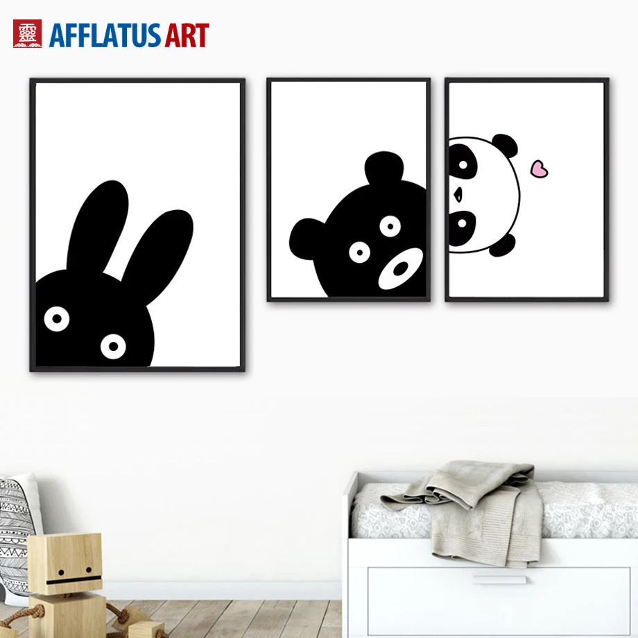Картина на холсте AFFLATUS Rabbit Bear Panda Hippo настенное художественное изображение