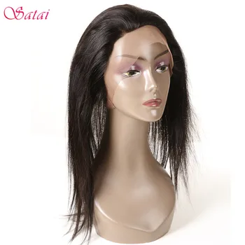 

SATAI Straight Hair 360 Lace Frontal Natural Color 100% Human Hair 360 Lace Frontal With Bundles Remy Hair