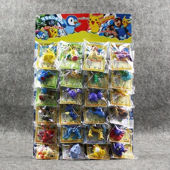 

24pcs/lot Pikachu Figures Toys Charizard Eevee Bulbasaur Suicune Snorlax Dragnite PVC Mini Model Toys with Cards for Gifts 2-6cm