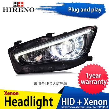 

Hireno Headlamp for Infiniti Q50 Q50L 2014-2017 Headlight Headlight Assembly LED DRL Angel Lens Double Beam HID Xenon 2pcs