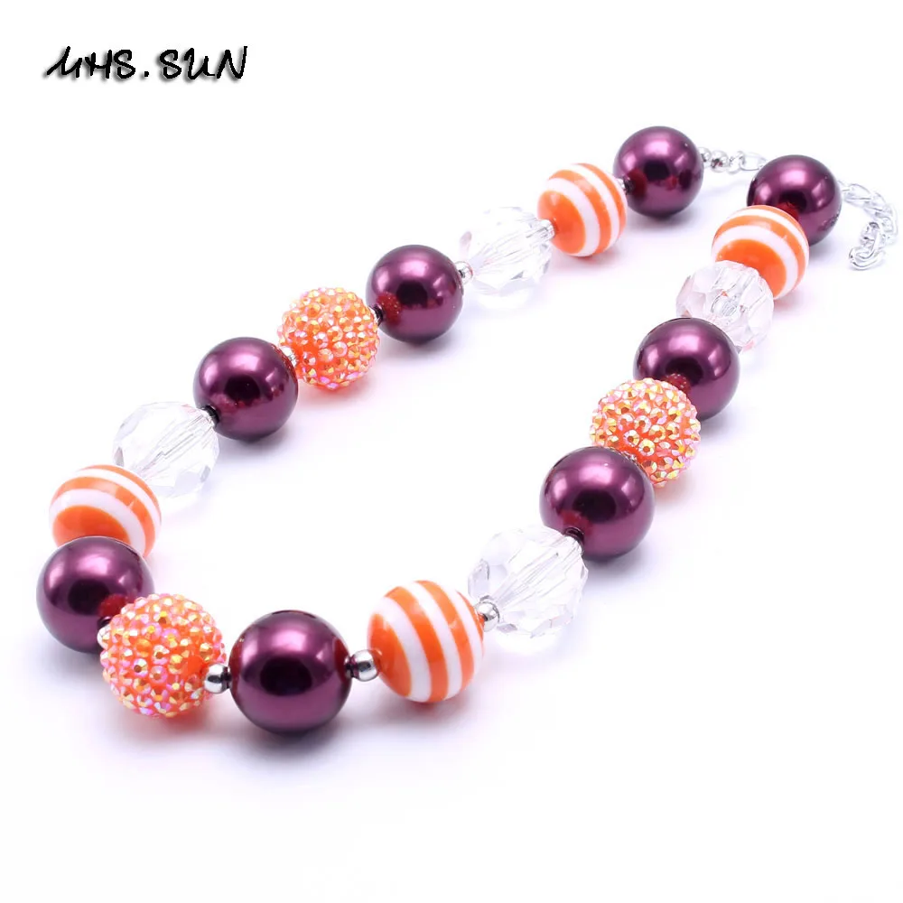 

MSH.SUN 2pcs Fashion Child Girls Acrylic Beads Necklace Kids Chunky Bubblegum Necklace For Baby Toddler Party Beaded Jewelry 2Pc