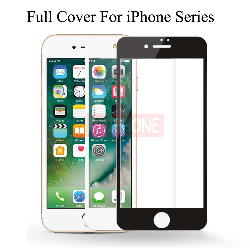 

Full Cover Tempered Glass For iPhone 7 6 6S Plus 5S 2.5D Screen Protector Film for iphone X XS Max XR 8 7 Plus glass protection