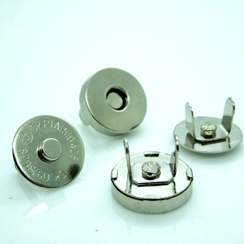 

50 Sets Silver Tone Magnetic Snaps Bag Purse Clasp Metal Button Fastener Sewing Craft 14mm A00426S